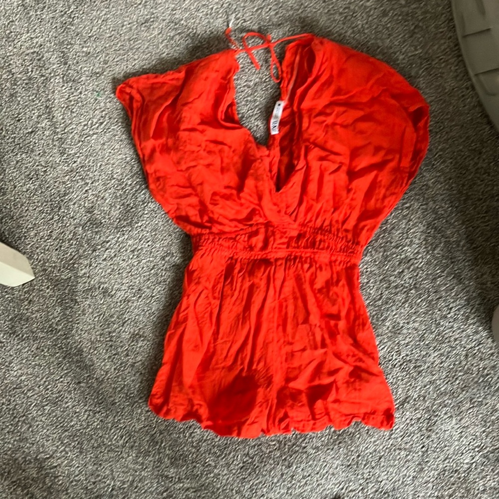 Zara orange bikini coverup